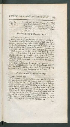 Litt. F. N. 1. Extract uit de resolutien, door heeren bewindhebberen van de O. I. Compagnie, ... donderdag den 9 december 1790