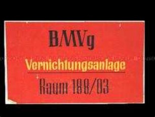 Hinweisschild "Vernichtungsanlage"