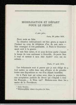 Mobilisation et Départ pour le Front.