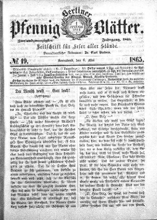 No. 19, Sonnabend, den 6. Mai
