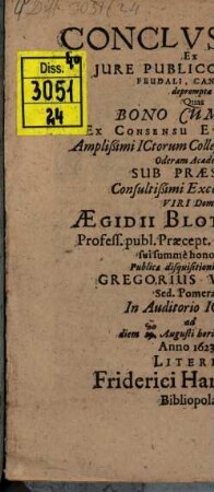 Conclusiones ex iure publico, civili, canonico, depromptae