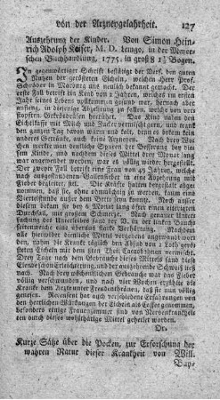 Kurze Sätze über die Pocken, zur Erforschung der wahren Natur dieser Krankheit.