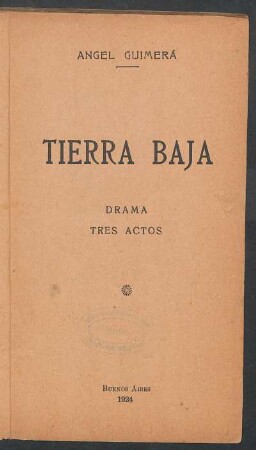 Tierra baja : drama, tres actos