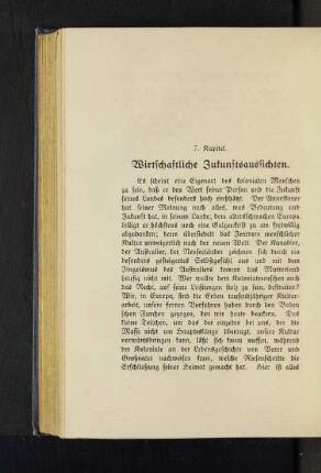7. Kapitel. Wirtschaftliche Zukunftsaussichten.