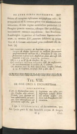 Tit. VIII. De Iure Circa S. Eucharistiam