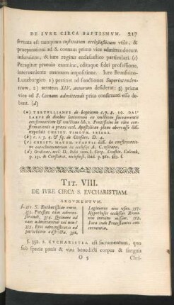 Tit. VIII. De Iure Circa S. Eucharistiam