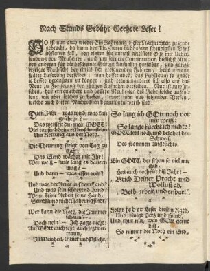 Nach Stands Gebühr Geehrter Leser!