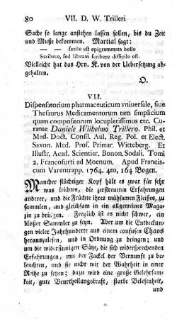 VII. Dispensatorium pharmaceuticum universale, sive Thesauraus Medicamentorum tam simplicium quam compositorum locupletissimus etc.