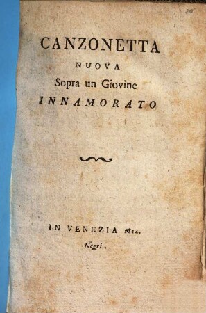 Canzonetta nuova sopra un giovine innamorato