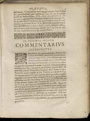 In Psalmum Primum Commentarius Imperfectus.