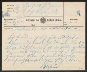 Brief von Otto Brahm an Gerhart Hauptmann
