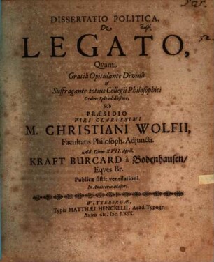 Diss. polit. de legato