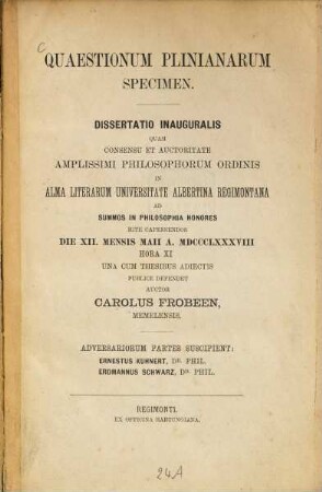 Quaestionum plinianarum specimen