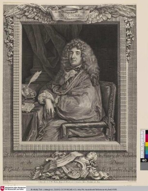 J. B. POQUELIN DE MOLIERE; [Jean-Baptiste Molière, im Lehnstuhl sitzend]