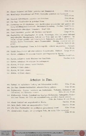 Arbeiten in Zinn (Nr. 364-411)