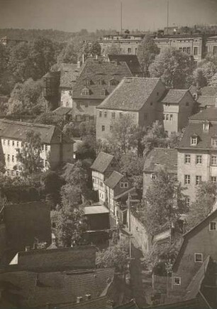 Leinewebergasse : Meißen, Blick vom Burgberg (Domplatz 7) auf die Leinewebergasse
