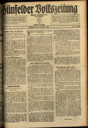 Ausgabe vom Mittwoch, den 13. Oktober 1920.