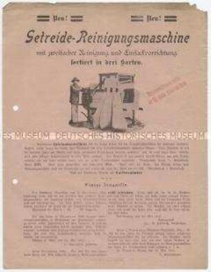Getreide-Reinigungsmaschine mit zweifacher Reinigung und Einsackvorrichtung sortiert in drei Sorten.