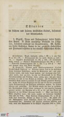 10. Ostiarien im frühern und spätern christlichen Kultus, besonders des Abendlandes