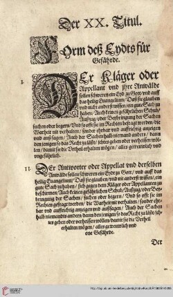 Titul XX. Form deß Eydts für Gefährde