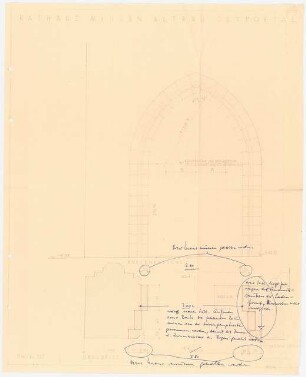 Rathaus, Minden Wiederaufbau: Ostportal Ansicht, Schnitt 1:20