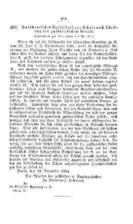 Gutsherrliches Verhältniß zur Schule nach Theilung des gutsherrlichen Areals : [V. Elementarschulwesen]