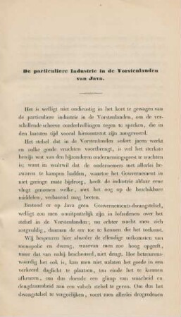 De particuliere industrie in de vorstenlanden van Java