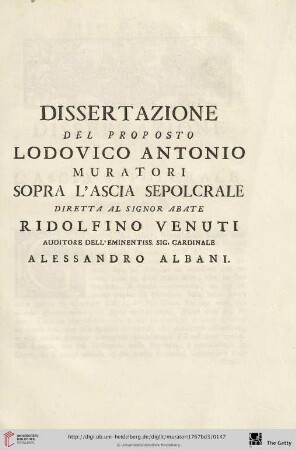 Dissertazione del proposto Lodovico Antonio Muratori […]