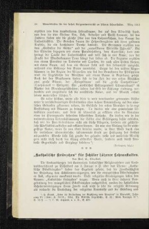 "Katholische Kränzchen" für Schüler höherer Lehranstalten