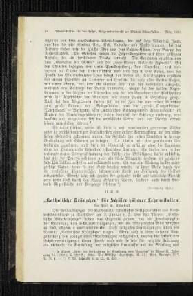 "Katholische Kränzchen" für Schüler höherer Lehranstalten