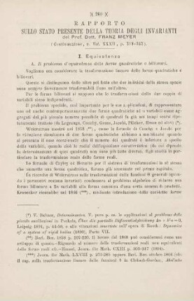 Rapporto sullo stato presente della teoria degli invarianti. [Fortsetzung]