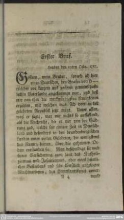 Erster Brief. London den 10ten Okbr. 1787