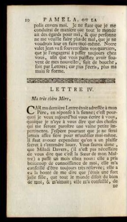 Lettre IV. Ma très chère Mère,...