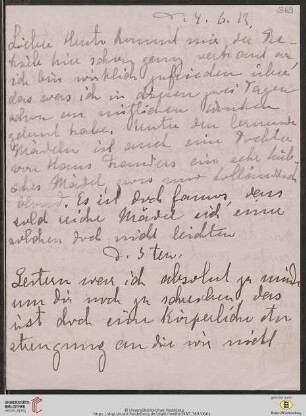 Heid. Hs. 3487,369: Brief von Marie Luise Gothein an Eberhard Gothein