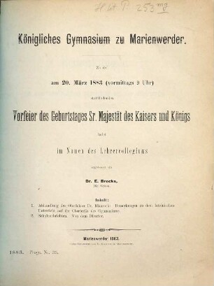 Zu der am ... stattfindenden Schluß-Feier ladet im Namen des Lehrer-Collegiums ehrerbietigst ein. 1882/83