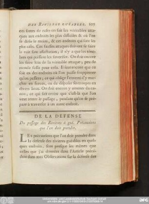 De La Défense Du passage des Rivieres à gué. Précautions que l'on doit prendre.