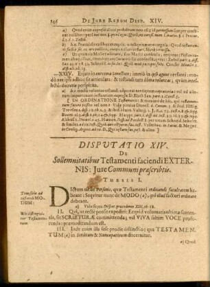 Disputatio XIV. De Sollemnitatibus Testamenti faciendi Externis: Iure Communi praescribtis