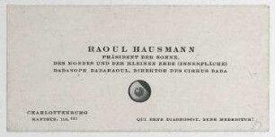 Visitenkarte von Raoul Hausmann