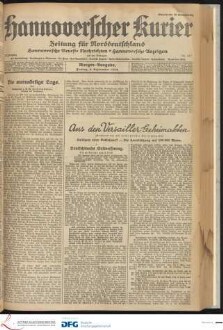 Hannoverscher Kurier : Hannoversches Tageblatt ; Morgenzeitung für Niedersachsen