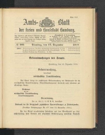 No. 301, 17. Dezember 1918