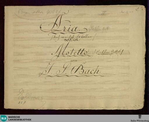 Liebster Gott wenn werd' ich sterben. Excerpts - Don Mus.Ms. 154 : B, orch, bc; BWV 8/4