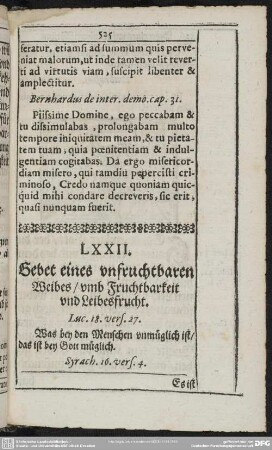 LXXII. Gebet eines unfruchtbaren Weibes, umb Fruchtbarkeit und Leibesfrucht