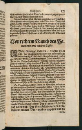"Von rechtem Brauch des Sacraments / und dem Opffer"