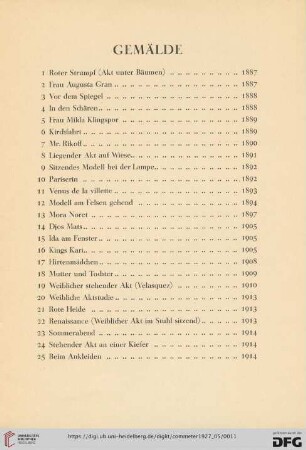 Gemälde (Nr. 1-33)