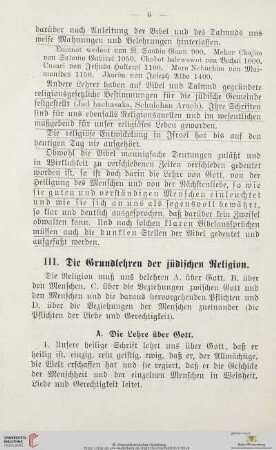 III. Die Grundlehren der jüdischen Religion