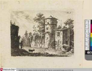 [Der alte Turm mit Wassermühle; La vieille Tour, avec moulin à eau]