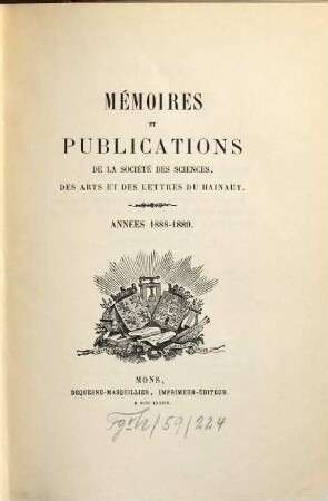 Mémoires et publications. 1. 1888/89 (1889)