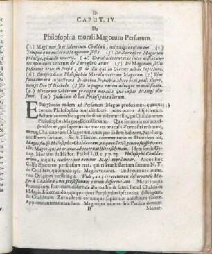 Caput. IV. De Philosophia morali Magorum Persarum.