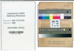 Entnazifizierung Emmy Schroedter , geb. 05.08.1919 (Schauspielerin)