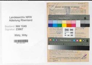 Entnazifizierung Willy Wirtz , geb. 30.09.1910 (Inspektor)
